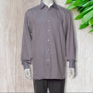 Ermenegildo Zegna Regular Fit Striped Long Sleeve Dress Shirt 43, 17” Neck